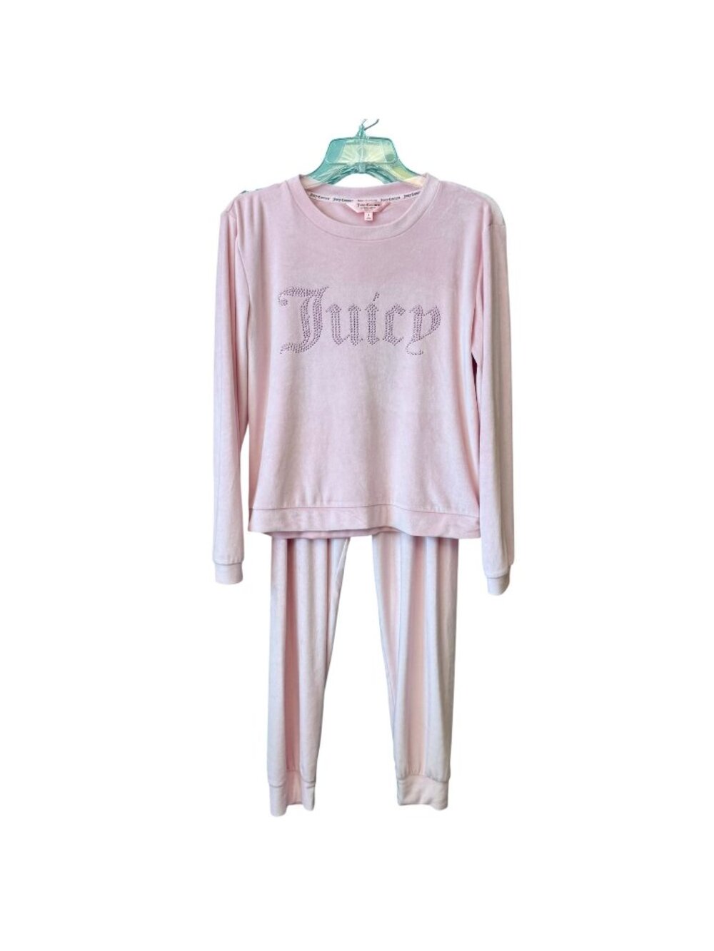 Juicy Couture Intimates Small Womens Velour Pajama Set Pink Embellished Logo